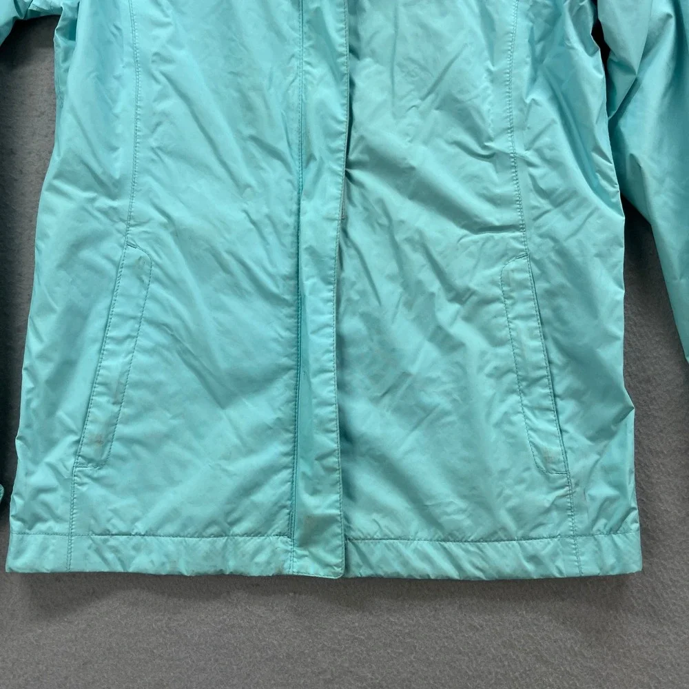 Columbia Rain Jacket Girls M 10/12 Aqua Blue Omni-Tech Hooded Outdoor Waterproof